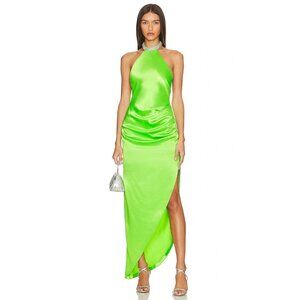 Retrofete Maria Satin Dress in Lime Punch Green New Long Maxi Gown Womens
